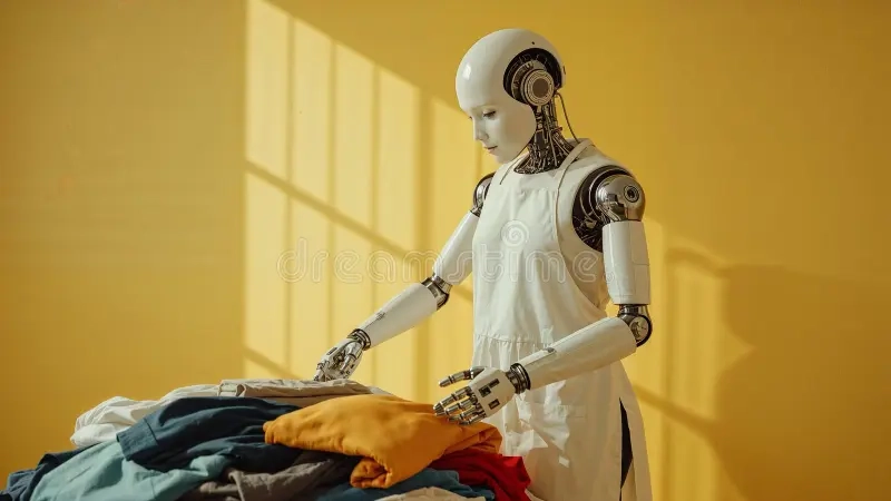 Robot doblando ropa